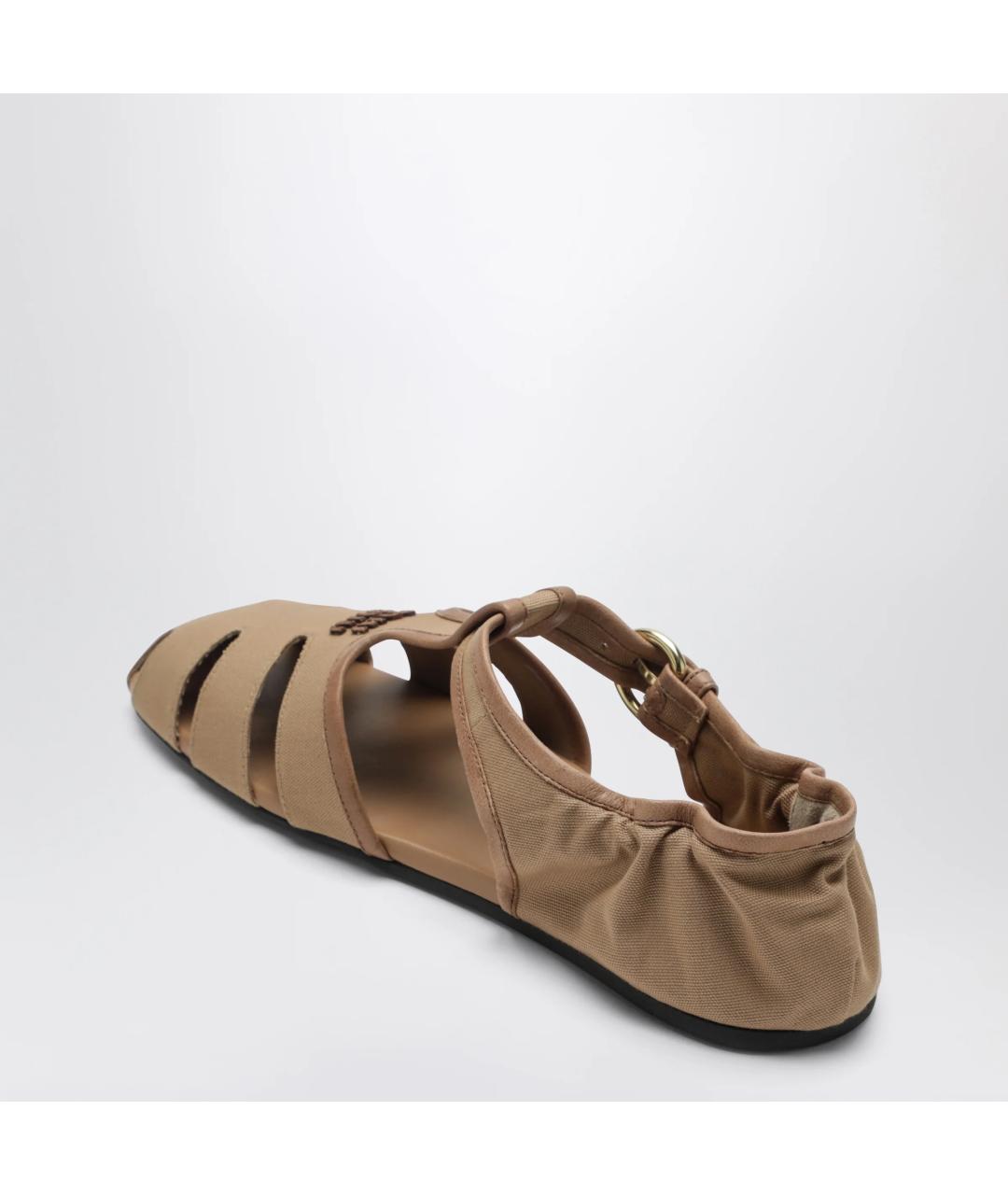 MIU MIU Бежевые текстильные сандалии, фото 2