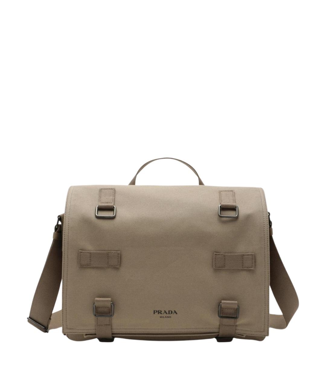 PRADA Бежевая тканевая сумка на плечо, фото 1