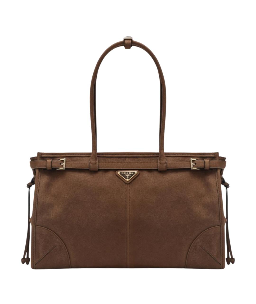 PRADA Коричневая кожаная сумка тоут, фото 1