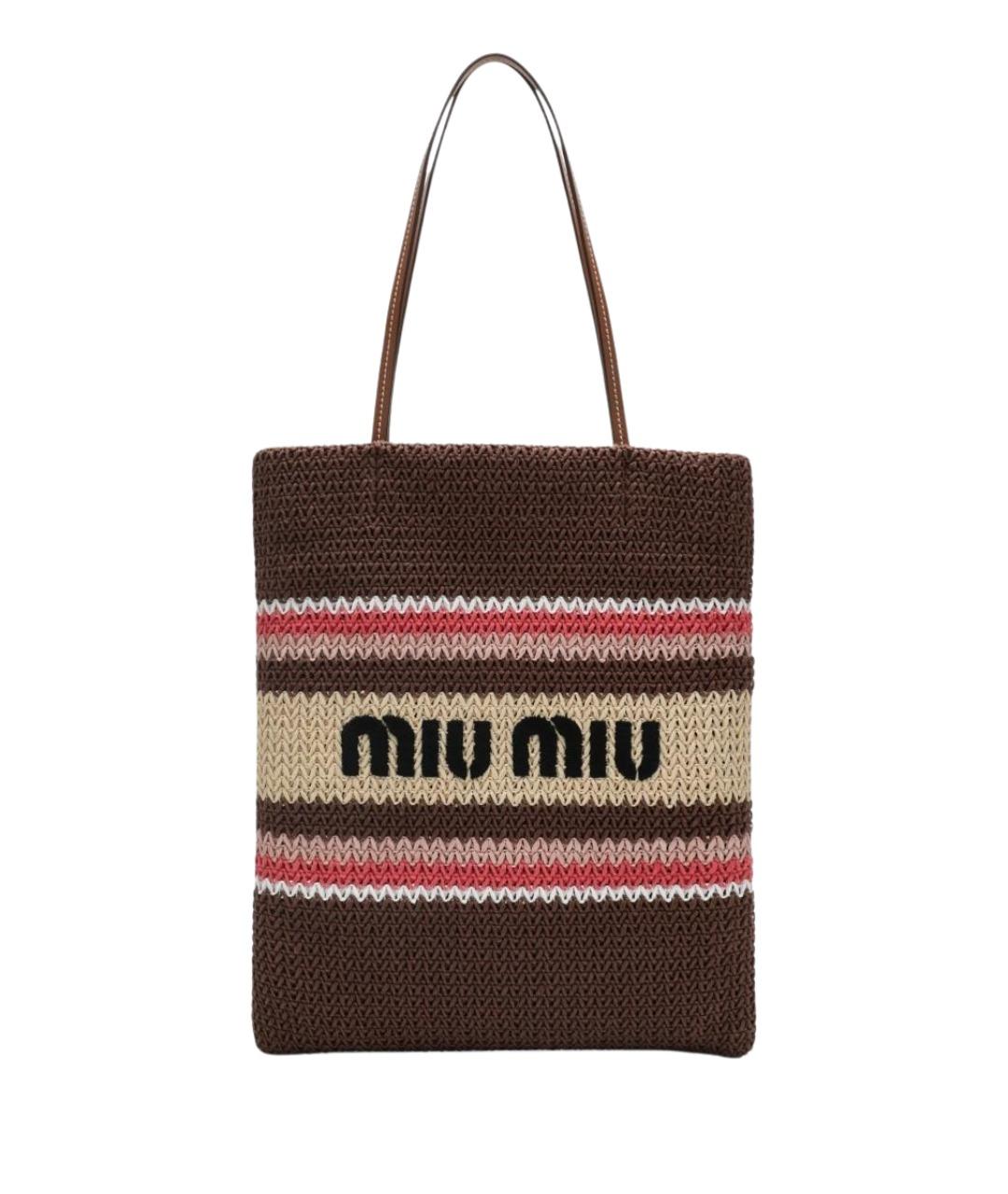 MIU MIU Коричневая хлопковая сумка тоут, фото 1