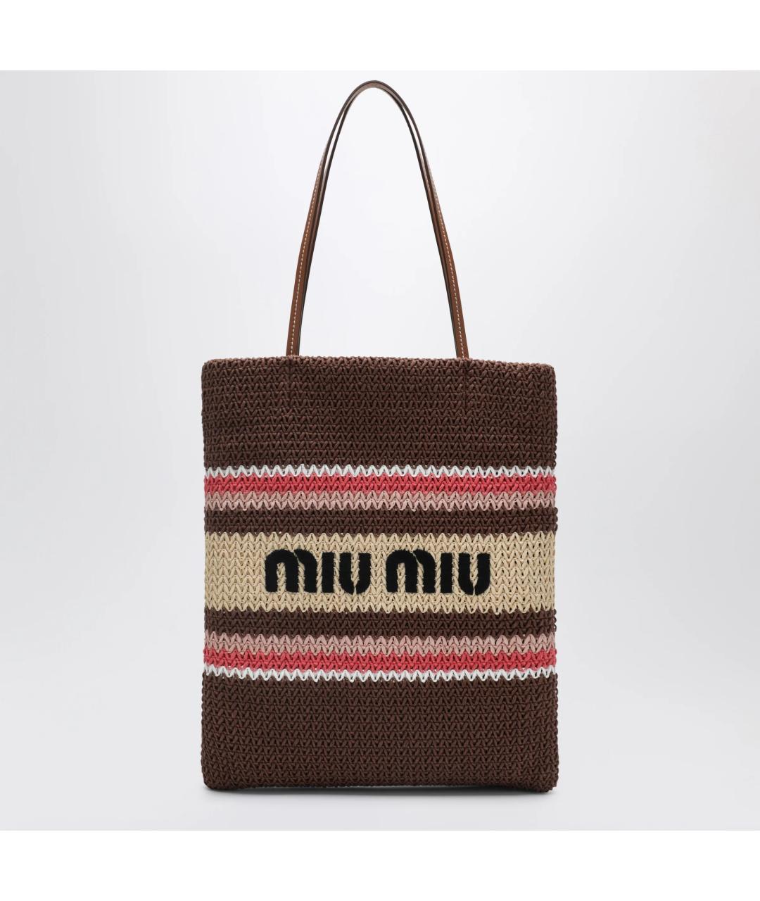 MIU MIU Коричневая хлопковая сумка тоут, фото 3