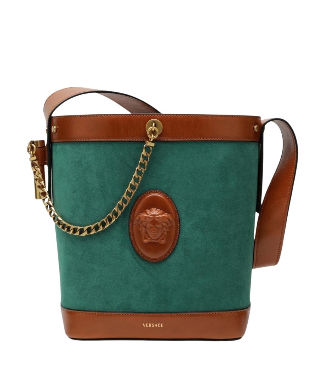 VERSACE Зеленая замшевая сумка через плечо, фото 1