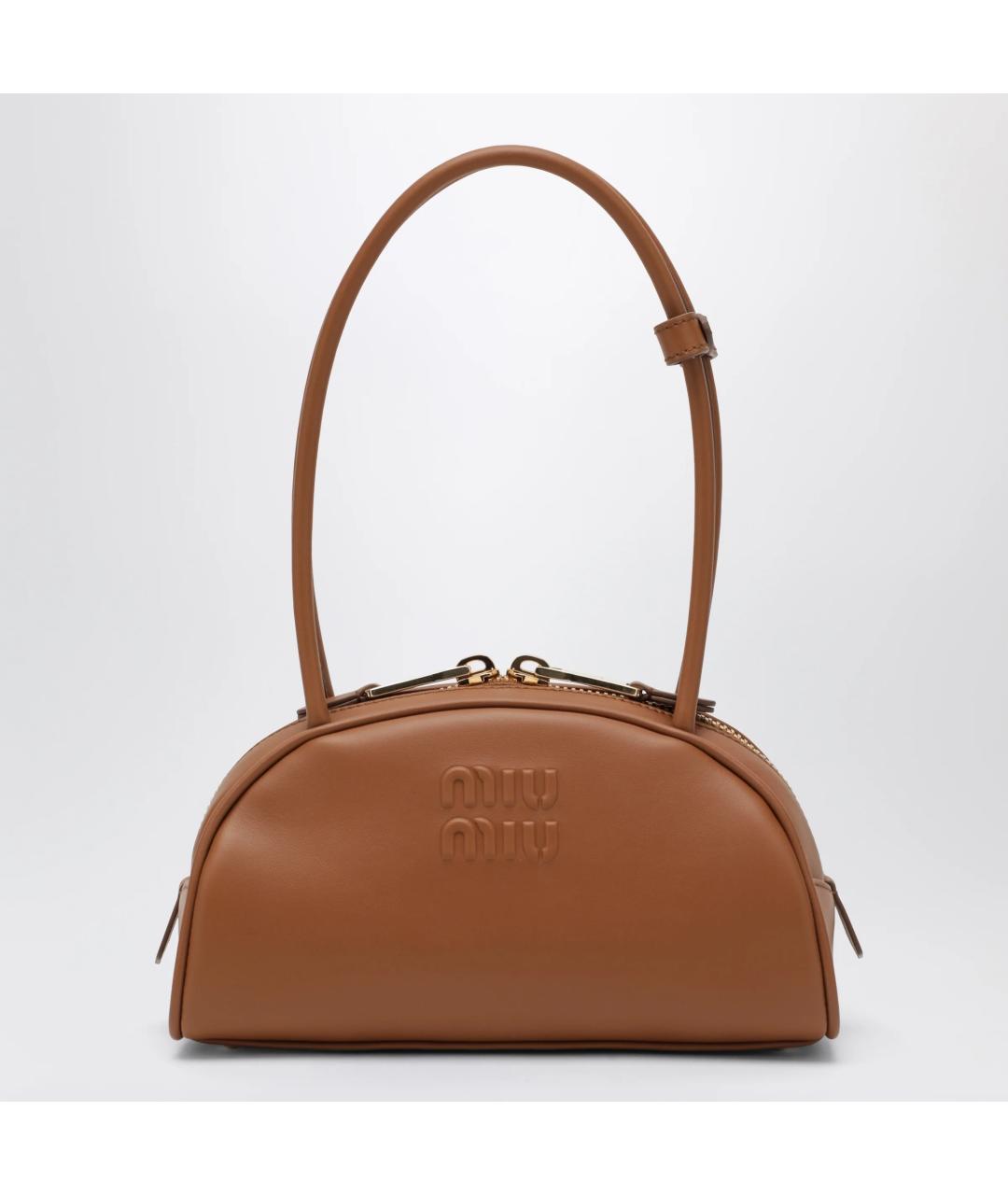 MIU MIU Коричневая кожаная сумка через плечо, фото 3