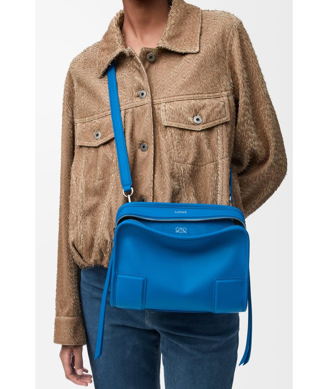 LOEWE Голубая кожаная сумка тоут, фото 4