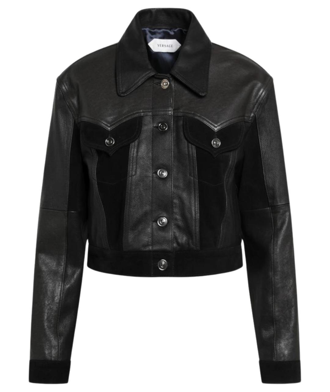 VERSACE Черная кожаная куртка, фото 1