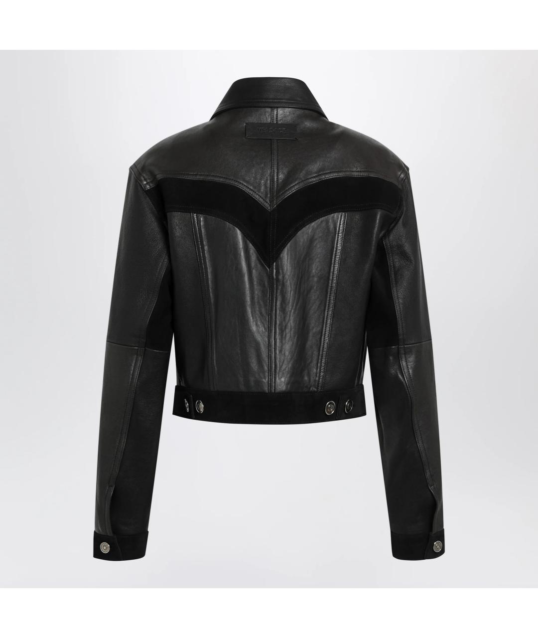 VERSACE Черная кожаная куртка, фото 2
