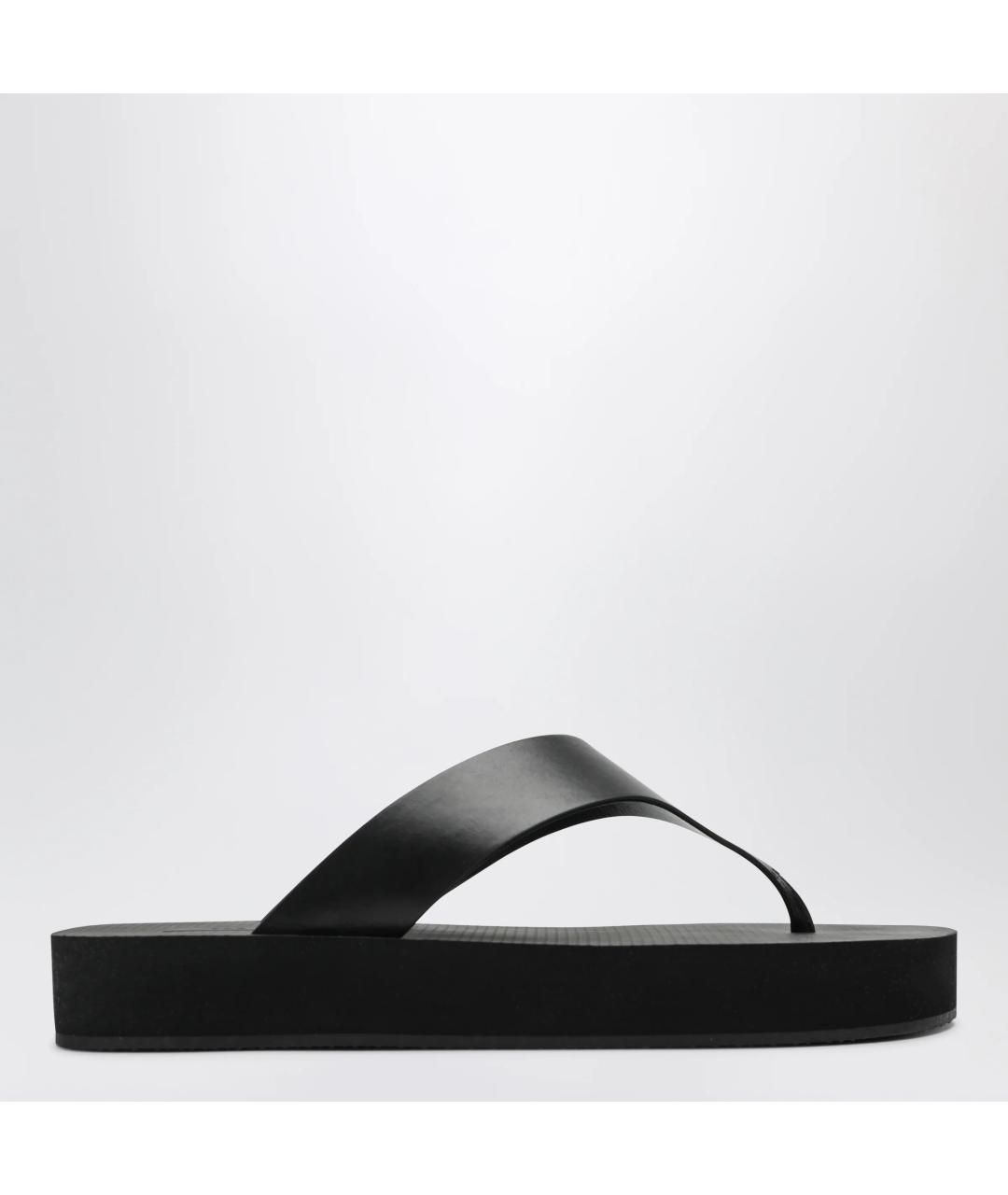 THE ROW Черные кожаные шлепанцы, фото 3