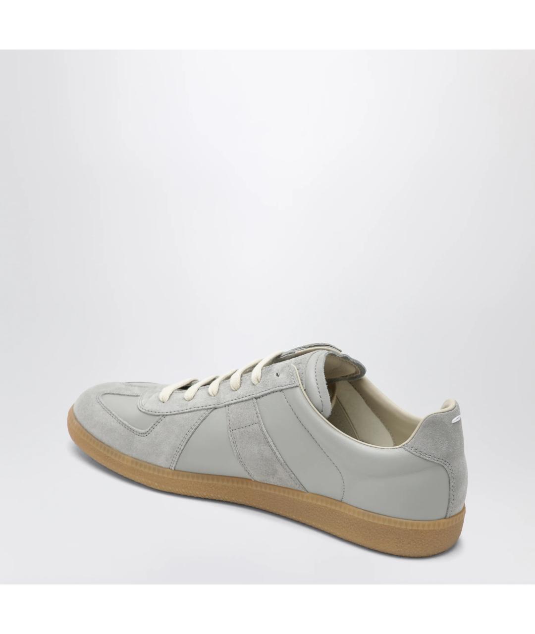 MAISON MARGIELA Серые кожаные низкие кроссовки / кеды, фото 2