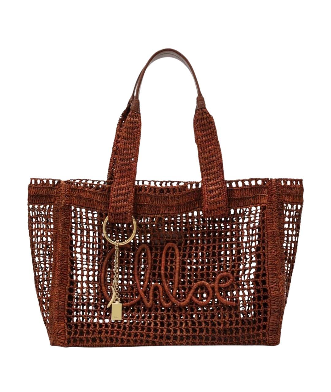 CHLOE Коричневая пелетеная сумка тоут, фото 1