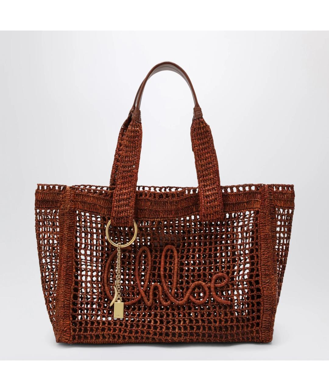 CHLOE Коричневая пелетеная сумка тоут, фото 3