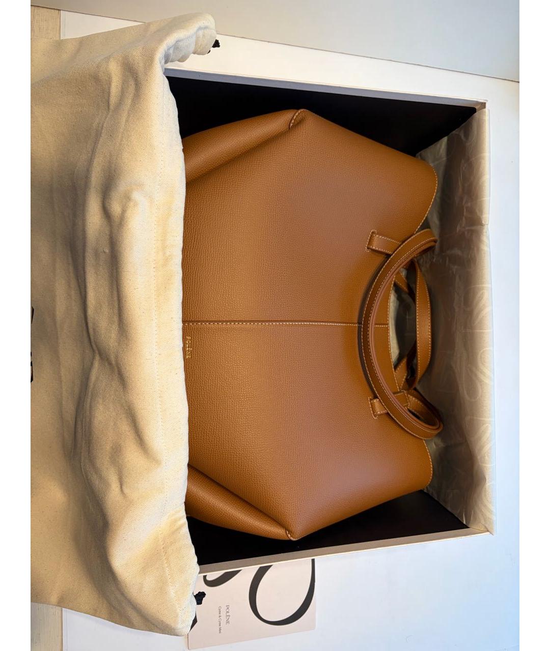 POLENE Коричневая кожаная сумка тоут, фото 6