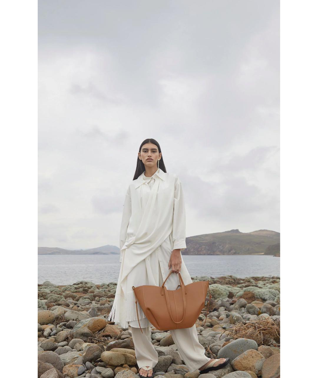 POLENE Коричневая кожаная сумка тоут, фото 4