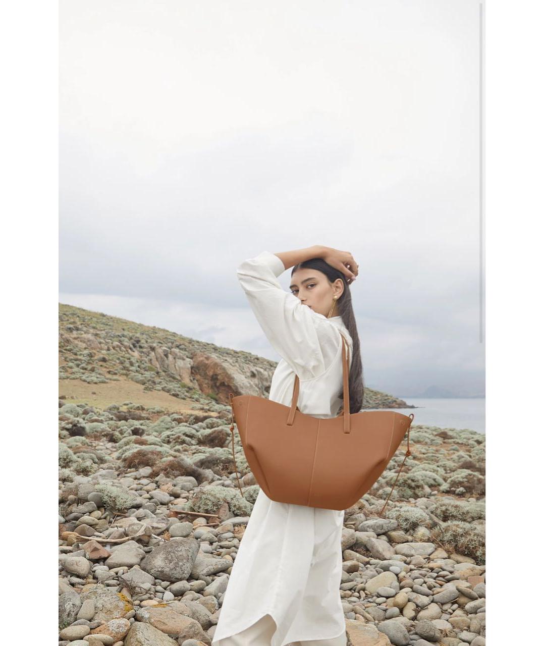 POLENE Коричневая кожаная сумка тоут, фото 5