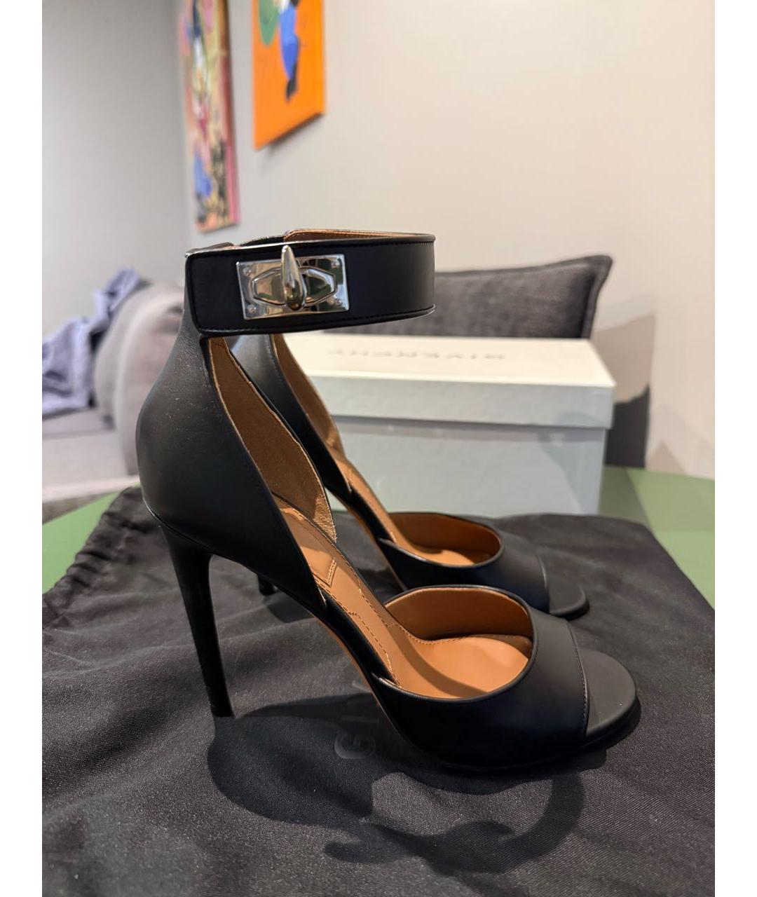 GIVENCHY Черные кожаные босоножки, фото 5