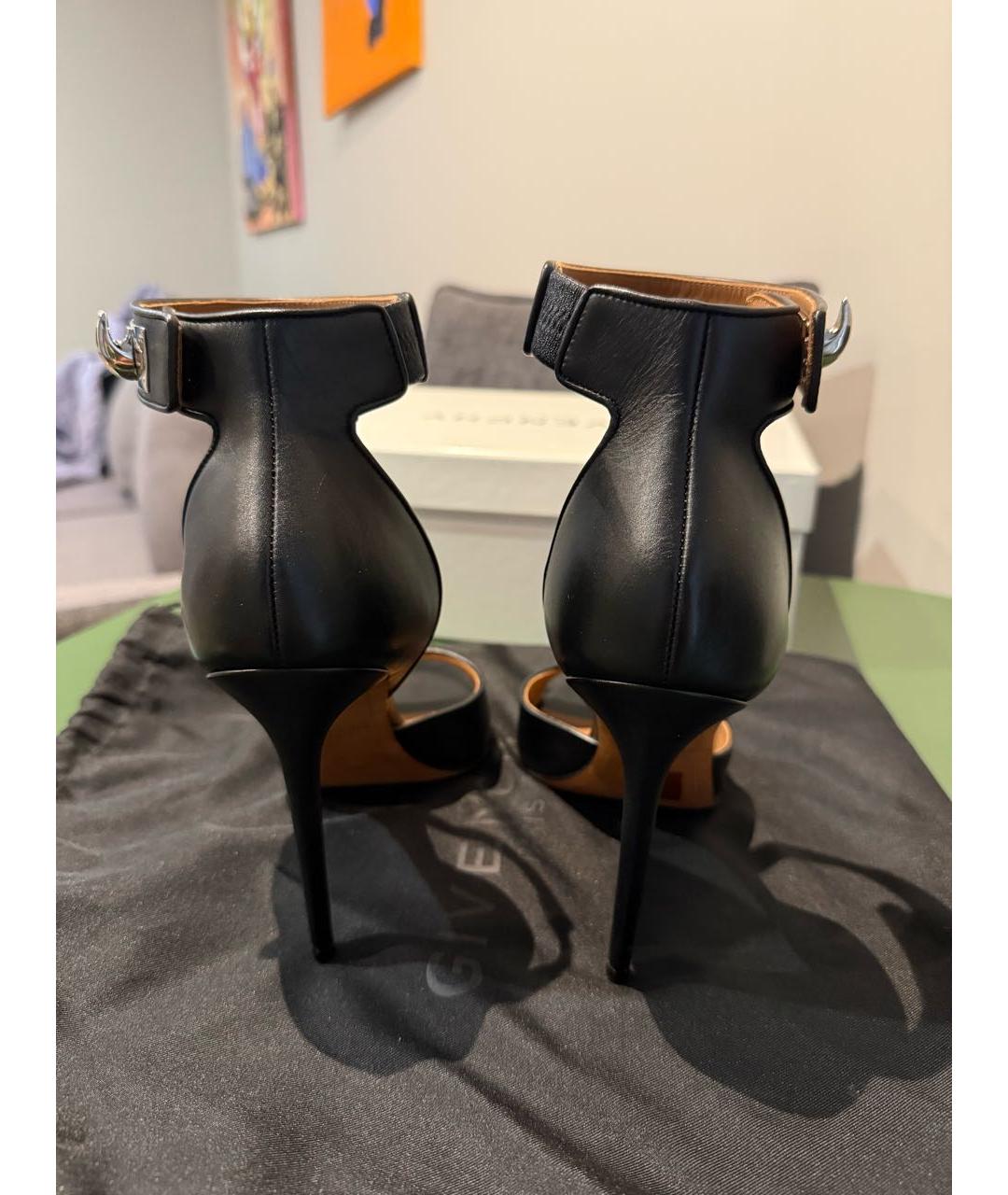 GIVENCHY Черные кожаные босоножки, фото 4