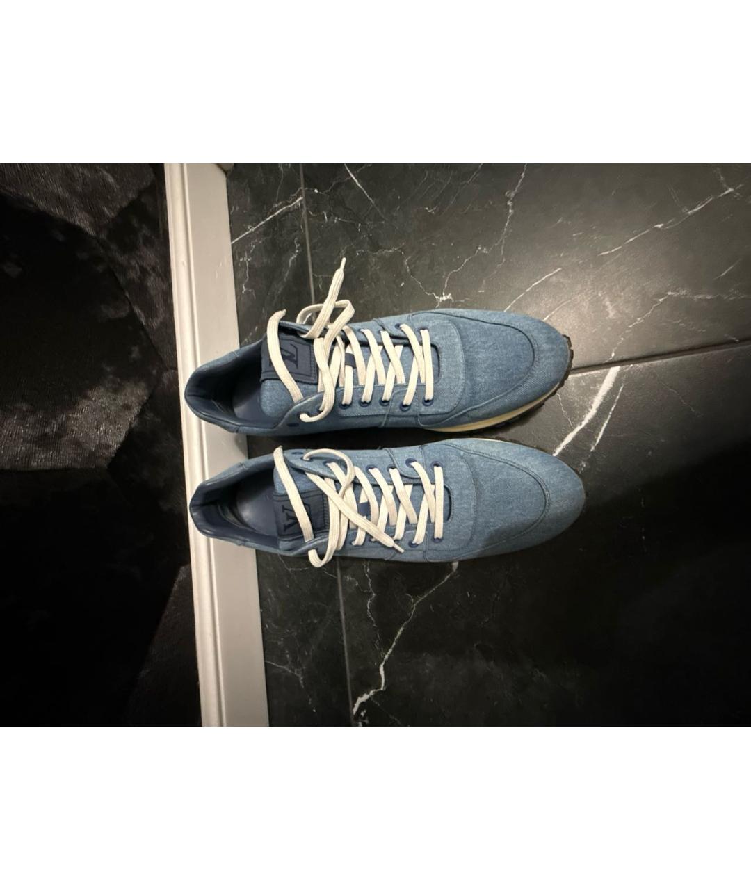LOUIS VUITTON Синие текстильные низкие кроссовки / кеды, фото 2