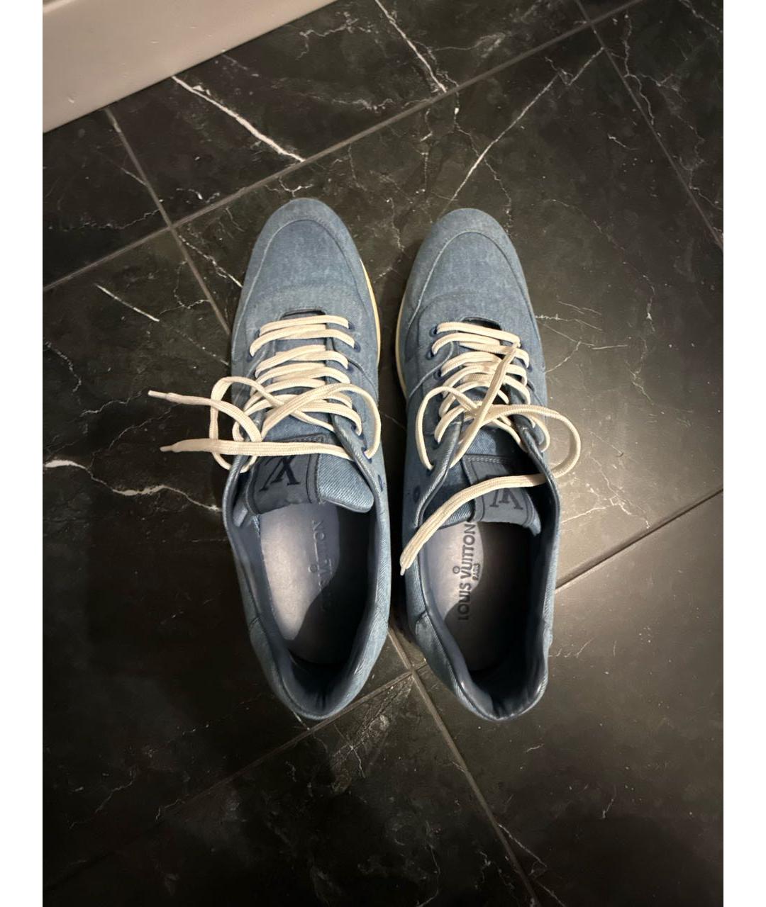 LOUIS VUITTON Синие текстильные низкие кроссовки / кеды, фото 3