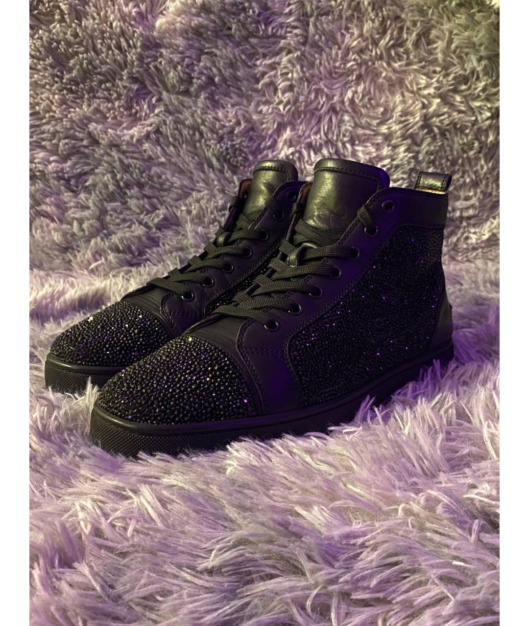 CHRISTIAN LOUBOUTIN Черные кожаные высокие кроссовки / кеды, фото 2