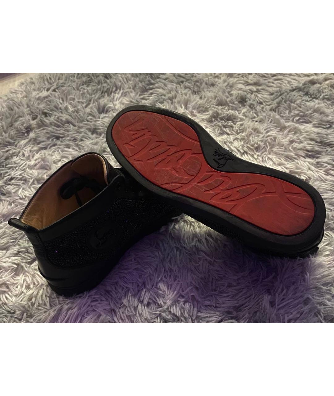 CHRISTIAN LOUBOUTIN Черные кожаные высокие кроссовки / кеды, фото 5