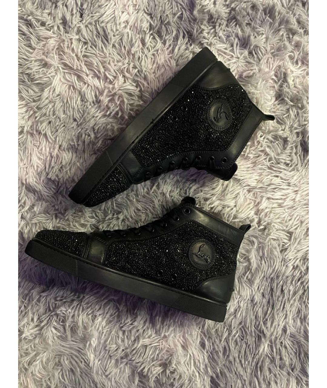 CHRISTIAN LOUBOUTIN Черные кожаные высокие кроссовки / кеды, фото 3