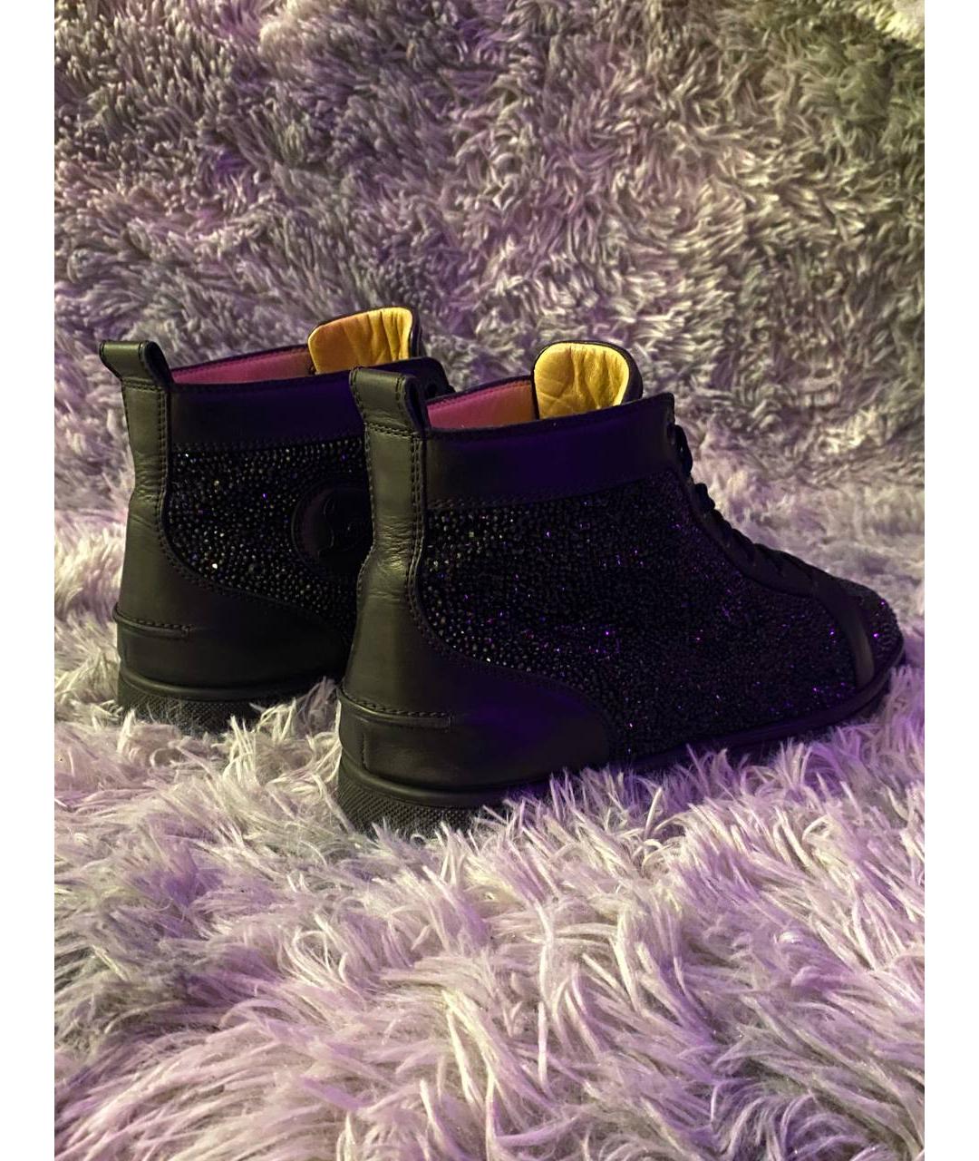 CHRISTIAN LOUBOUTIN Черные кожаные высокие кроссовки / кеды, фото 4