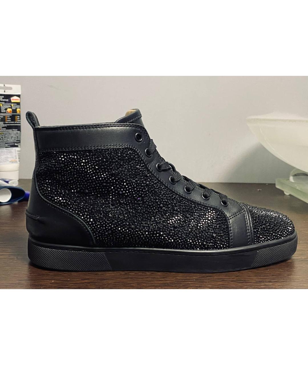 CHRISTIAN LOUBOUTIN Черные кожаные высокие кроссовки / кеды, фото 7