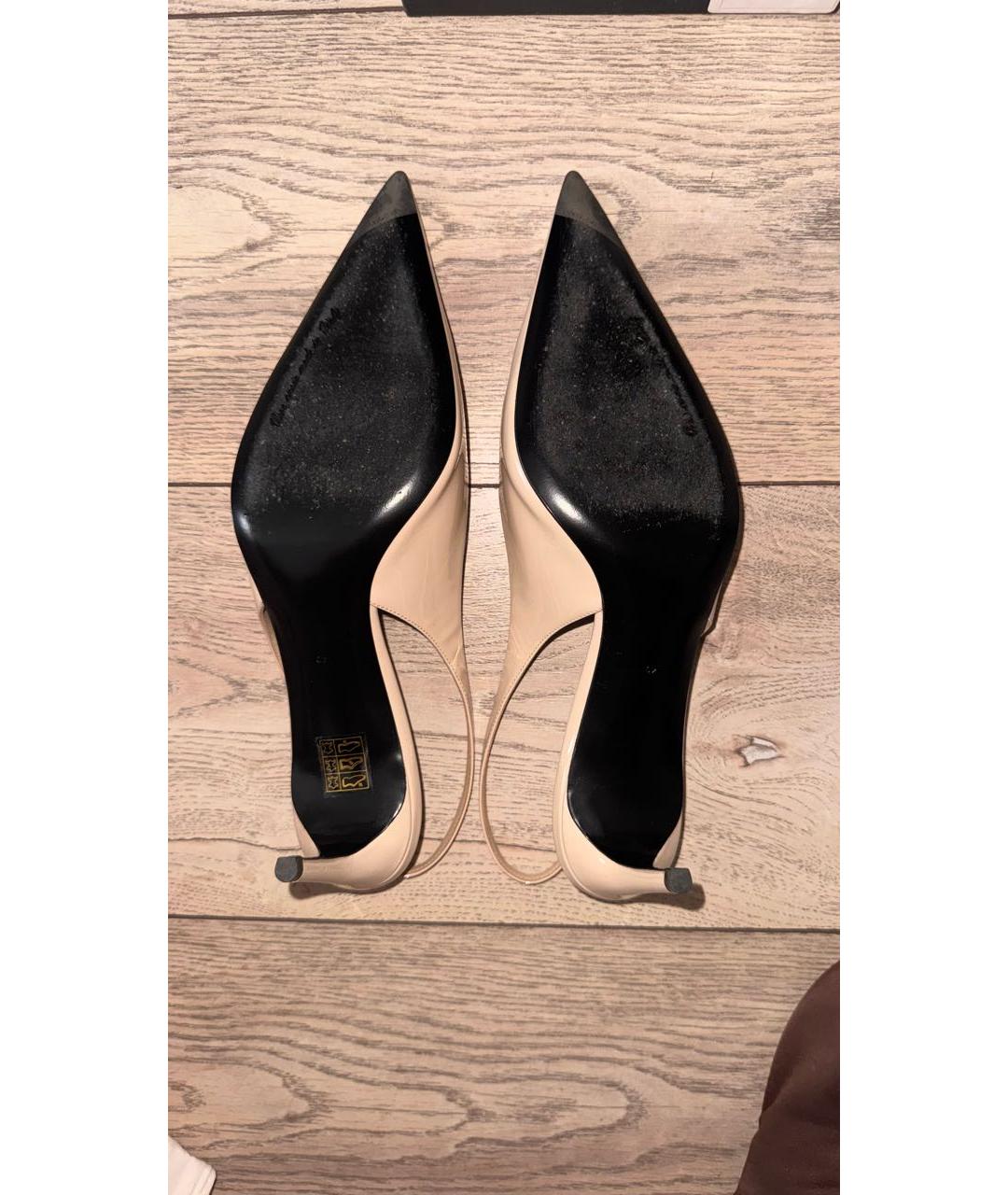 DOLCE&GABBANA Бежевые босоножки из лакированной кожи, фото 5