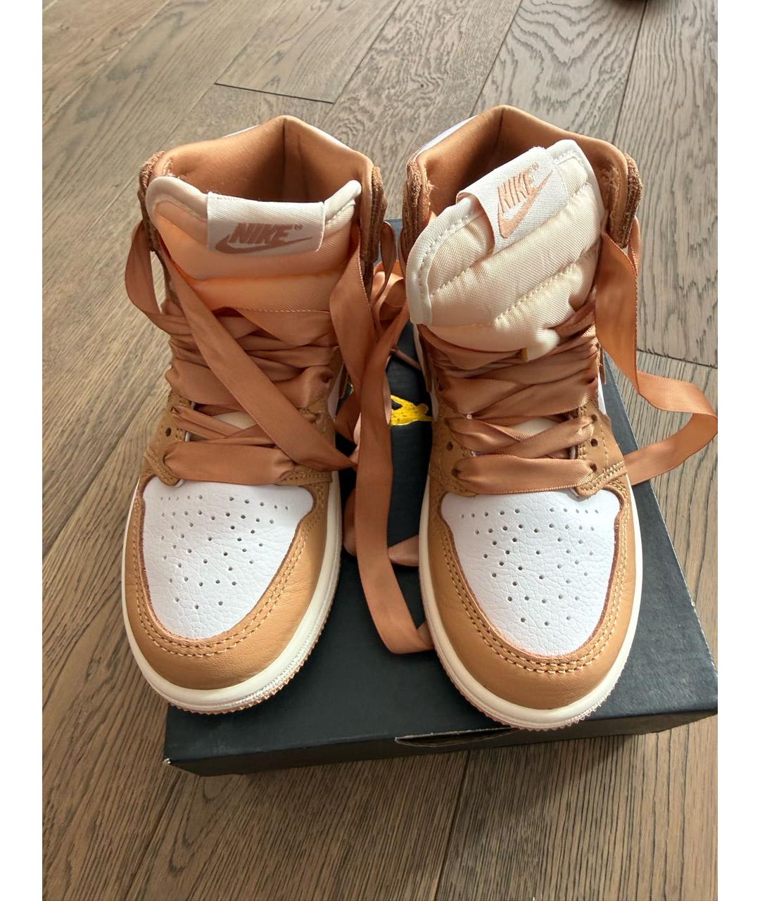 JORDAN Золотые кожаные кеды, фото 3