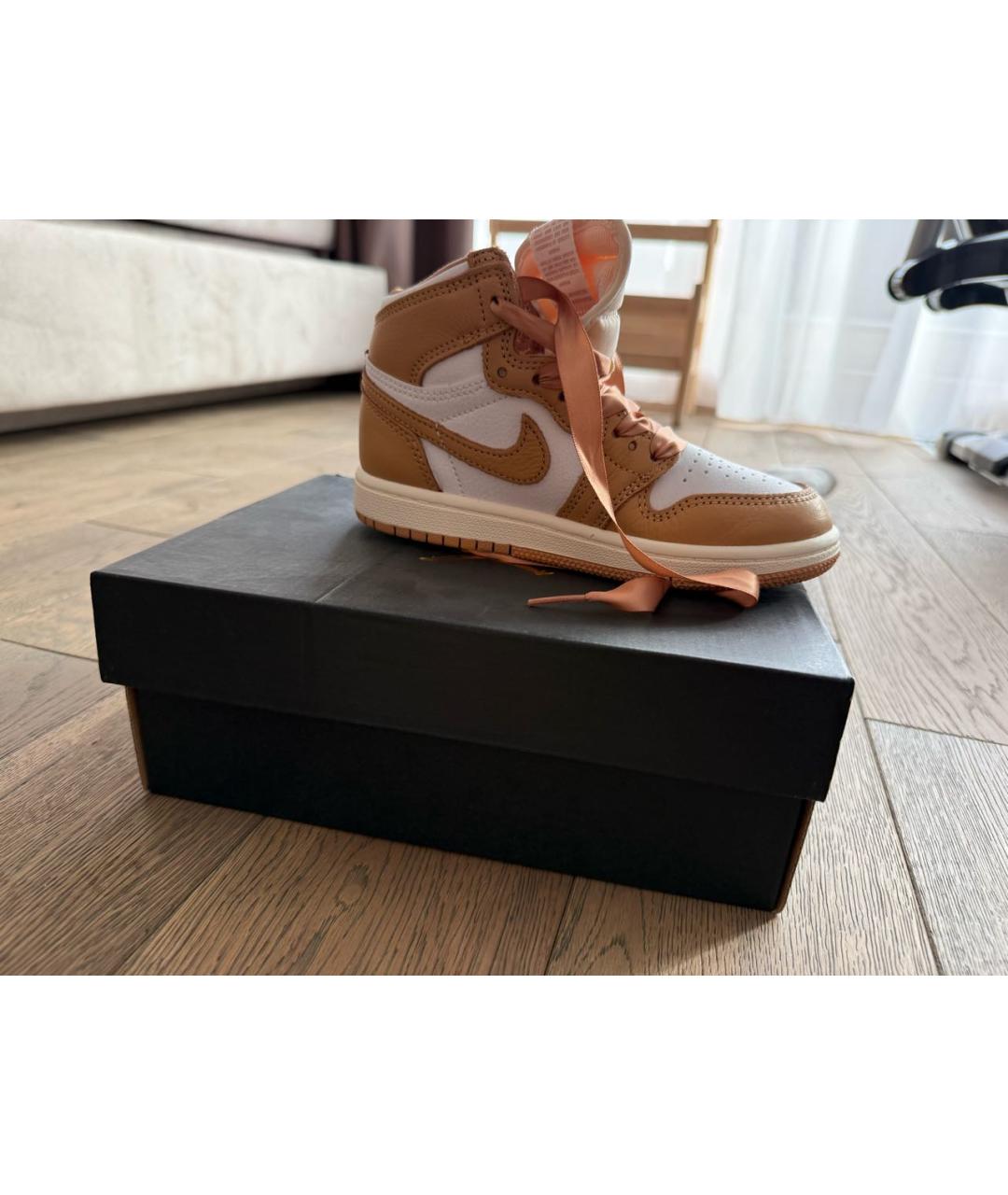 JORDAN Золотые кожаные кеды, фото 7