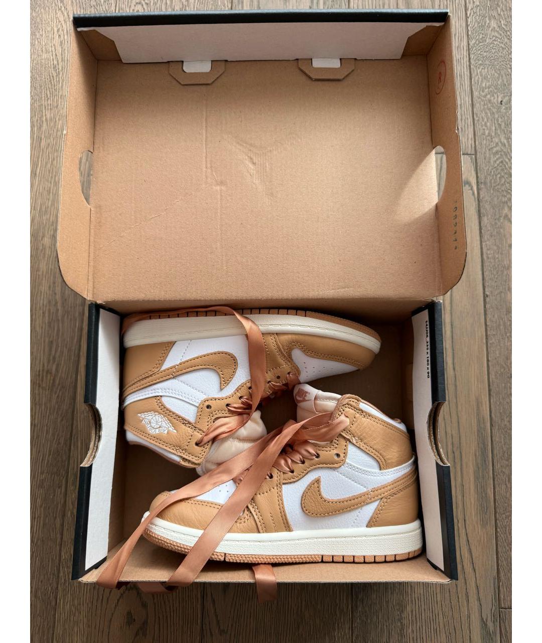 JORDAN Золотые кожаные кеды, фото 2