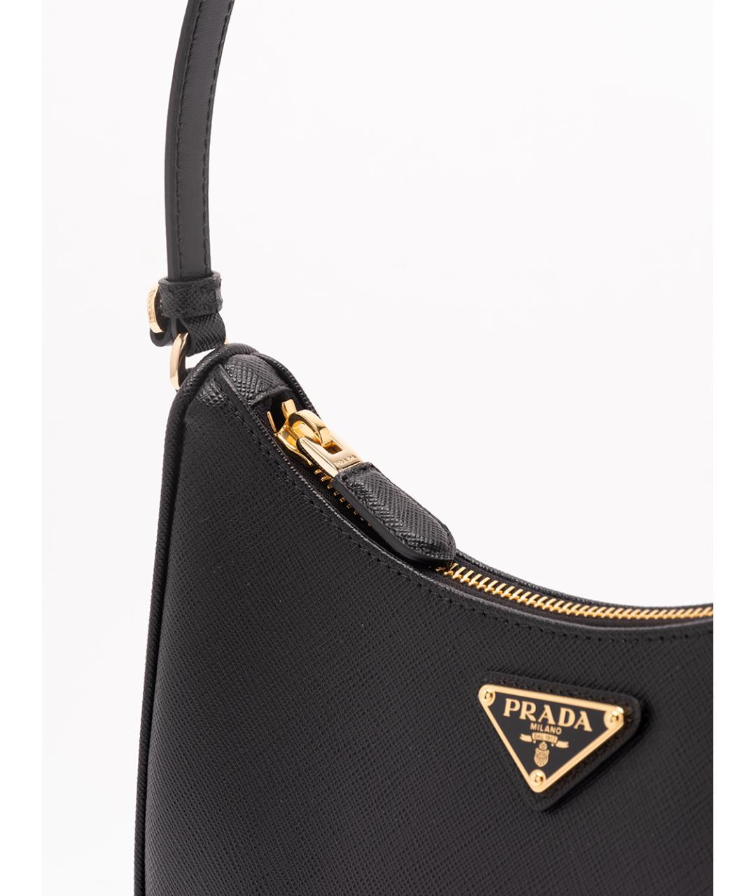 PRADA Черная кожаная сумка с короткими ручками, фото 5