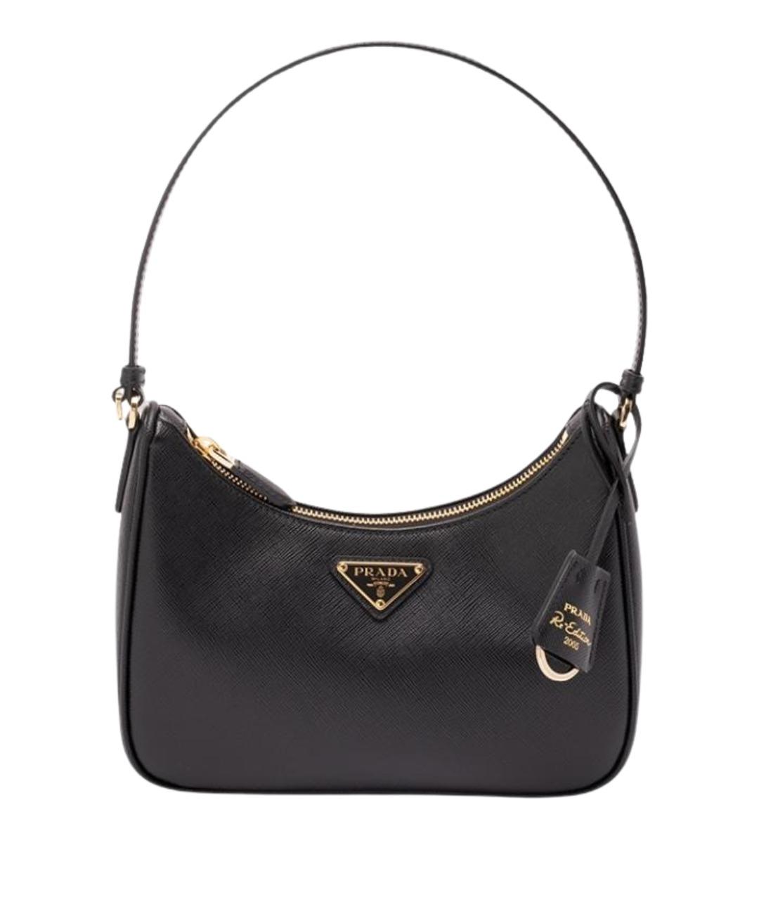 PRADA Черная кожаная сумка с короткими ручками, фото 1