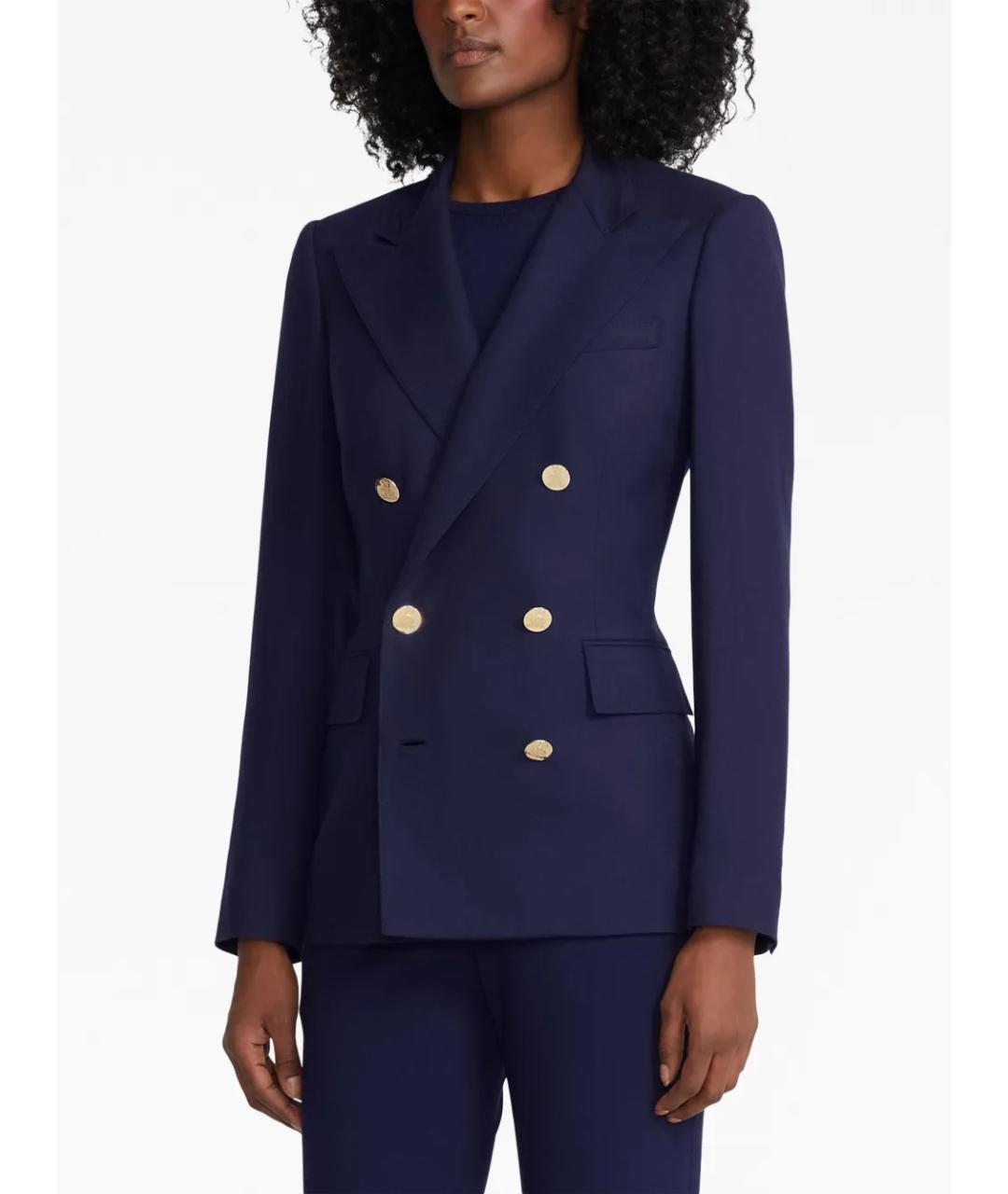 RALPH LAUREN Темно-синий шерстяной жакет/пиджак, фото 3