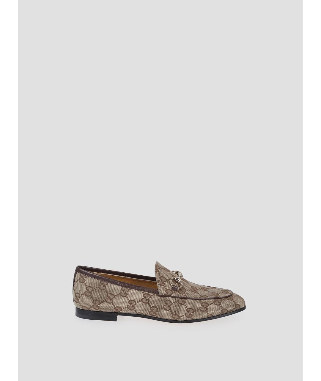 GUCCI Бежевые текстильные лоферы, фото 4