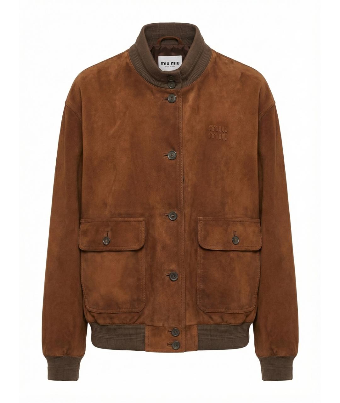 MIU MIU Коричневая замшевая куртка, фото 1