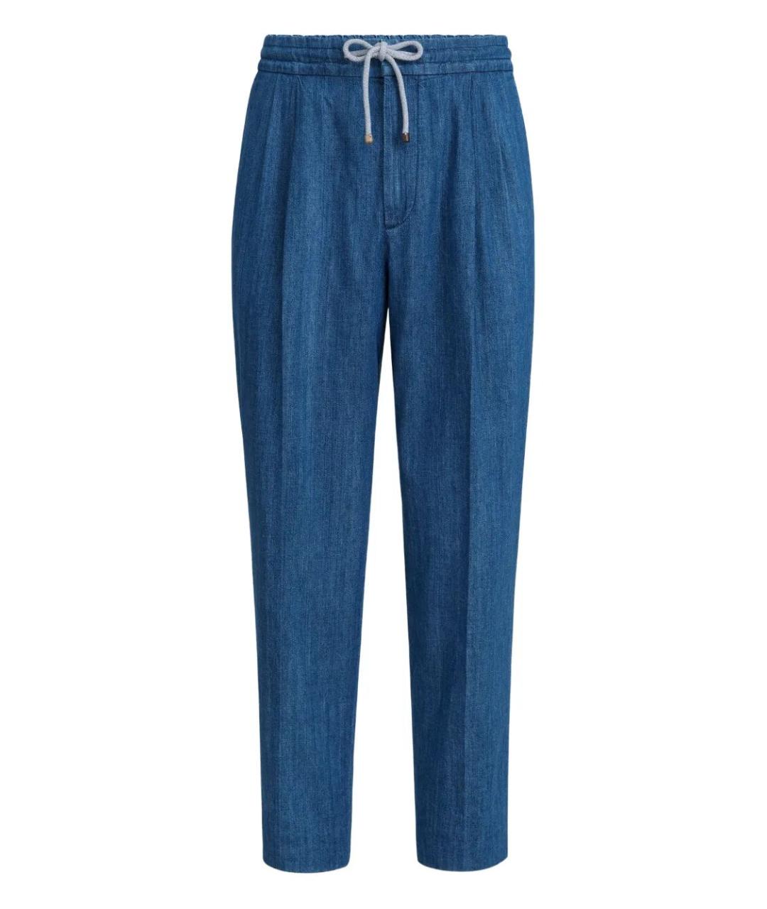 BRUNELLO CUCINELLI Синие хлопковые прямые джинсы, фото 1