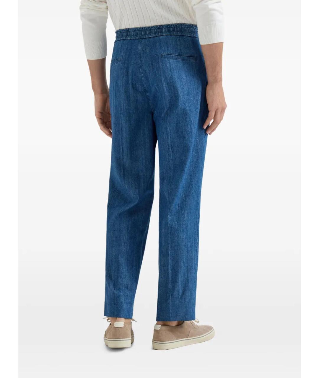 BRUNELLO CUCINELLI Синие хлопковые прямые джинсы, фото 4