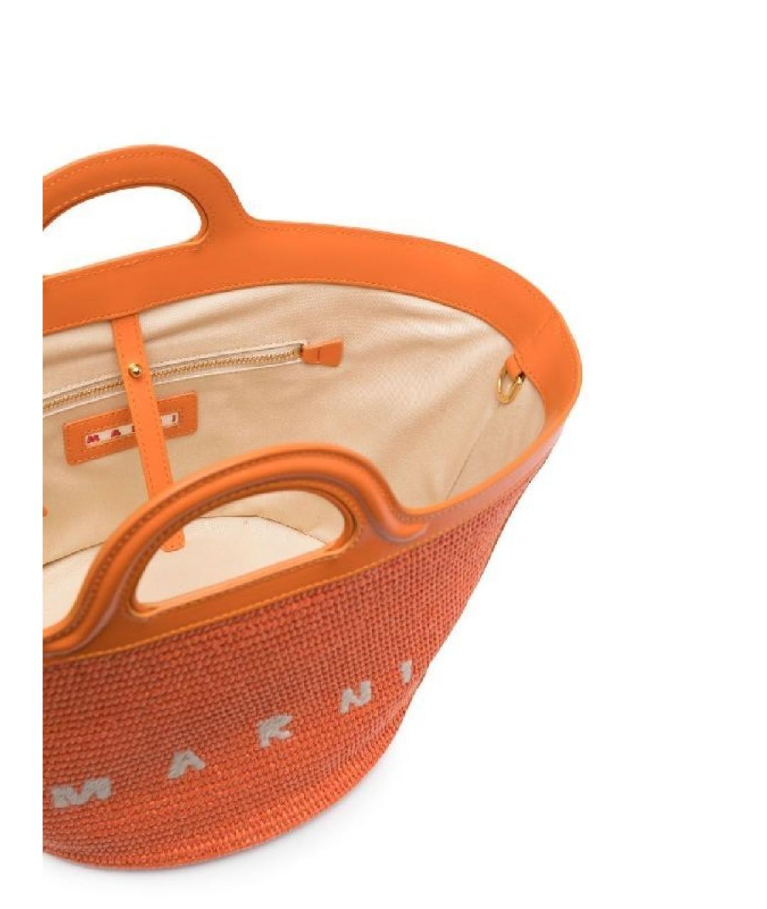 MARNI Оранжевая пелетеная сумка тоут, фото 3