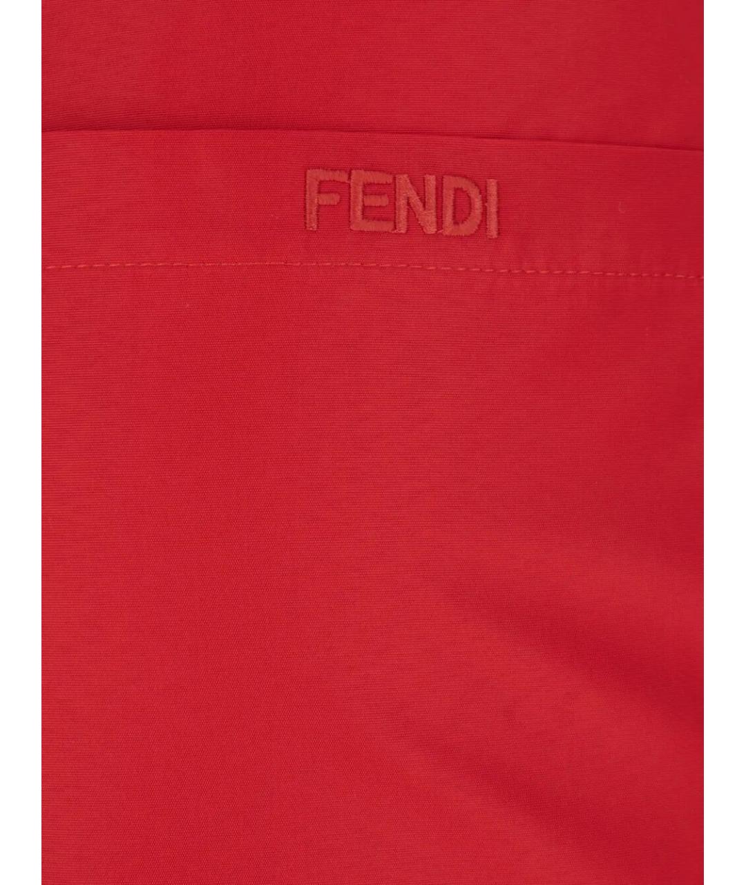 FENDI Красные вискозные прямые брюки, фото 3