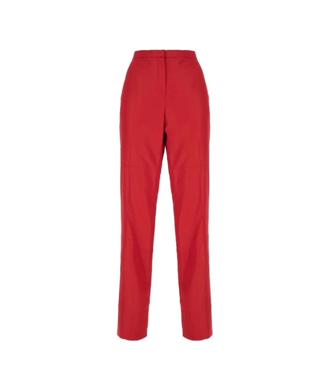 FENDI Красные вискозные прямые брюки, фото 1
