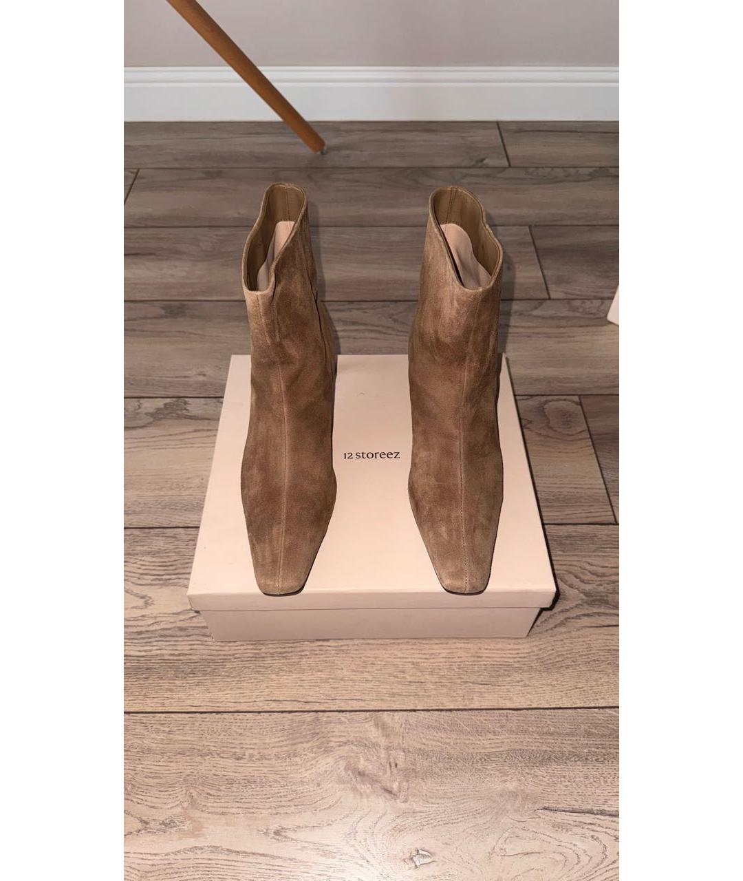 12 STOREEZ Бежевые замшевые полусапоги, фото 2