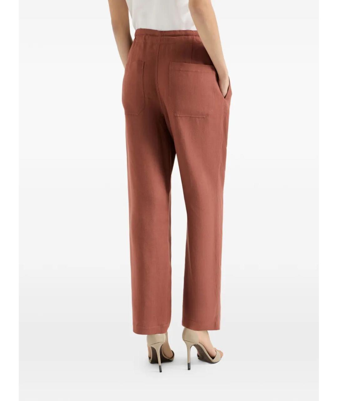 BRUNELLO CUCINELLI Оранжевое вискозные прямые брюки, фото 4