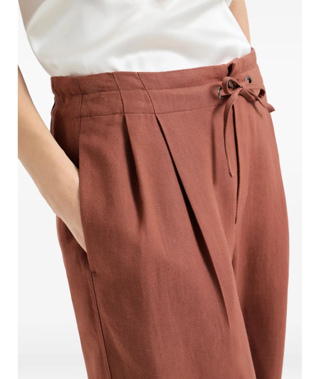 BRUNELLO CUCINELLI Оранжевое вискозные прямые брюки, фото 5