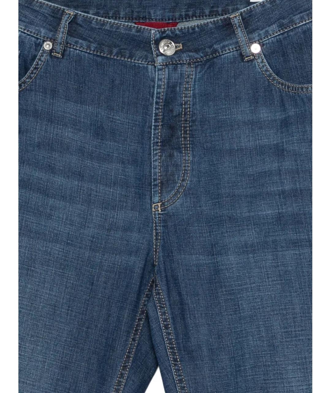 BRUNELLO CUCINELLI Синие хлопковые прямые джинсы, фото 3