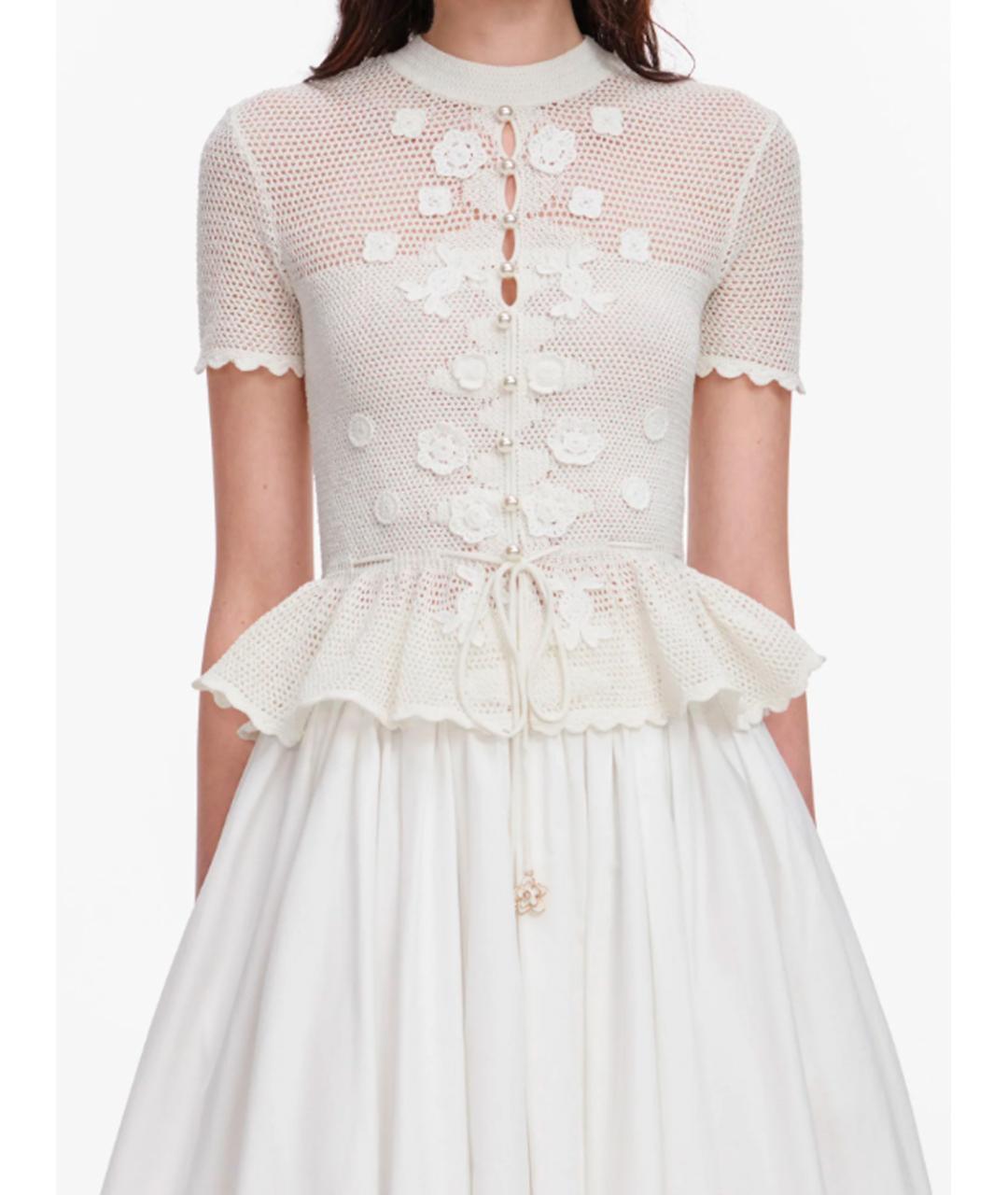 SELF-PORTRAIT Белая хлопковая блузы, фото 5