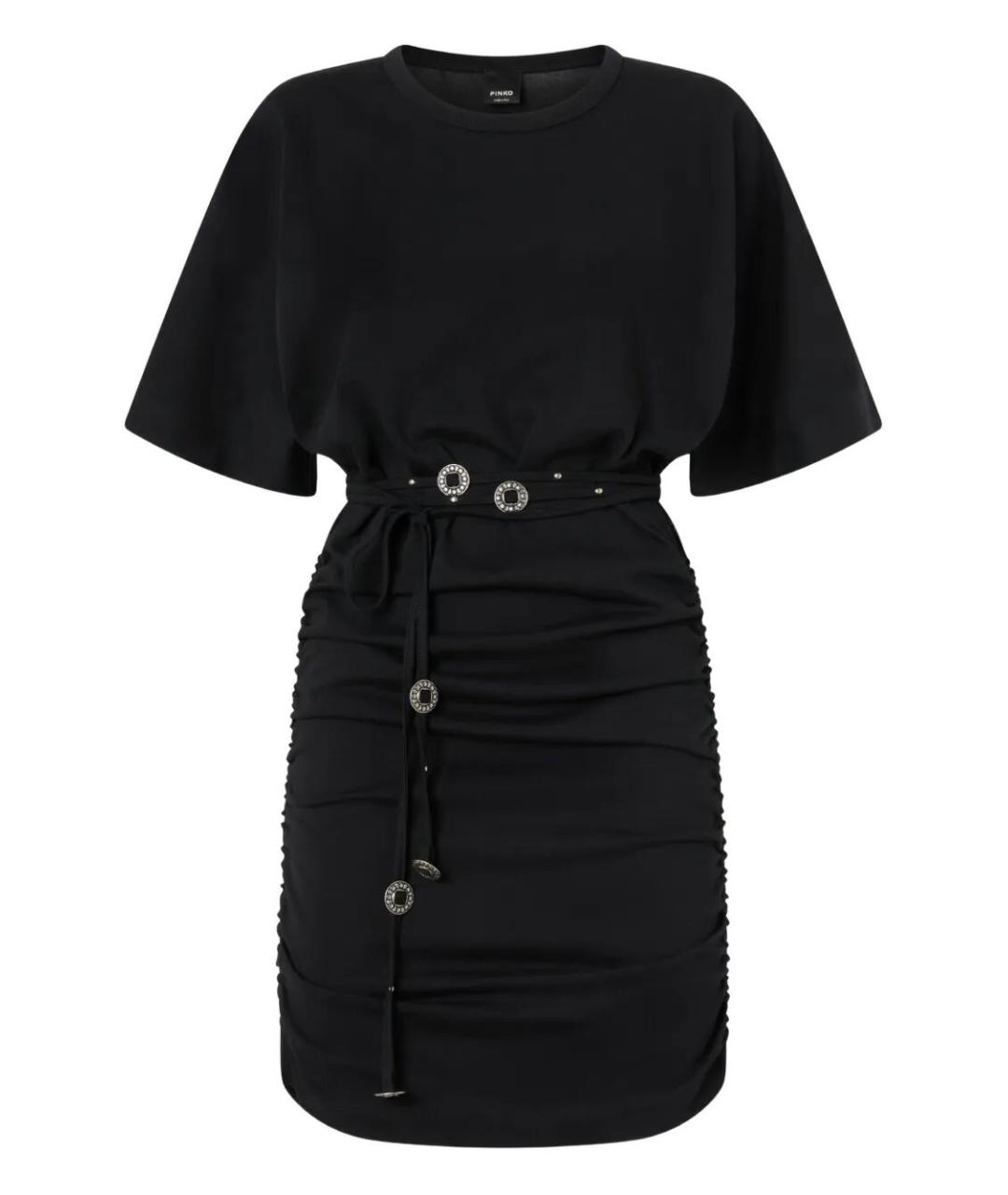 PINKO Черное хлопковое повседневное платье, фото 1