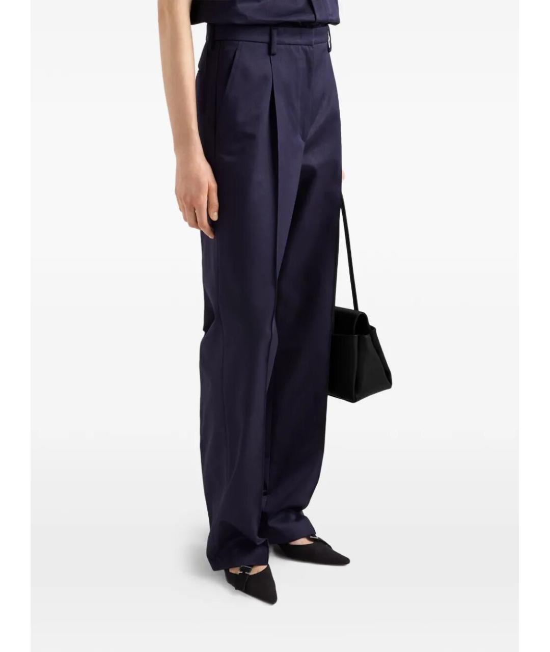 PRADA Темно-синие хлопковые брюки широкие, фото 3
