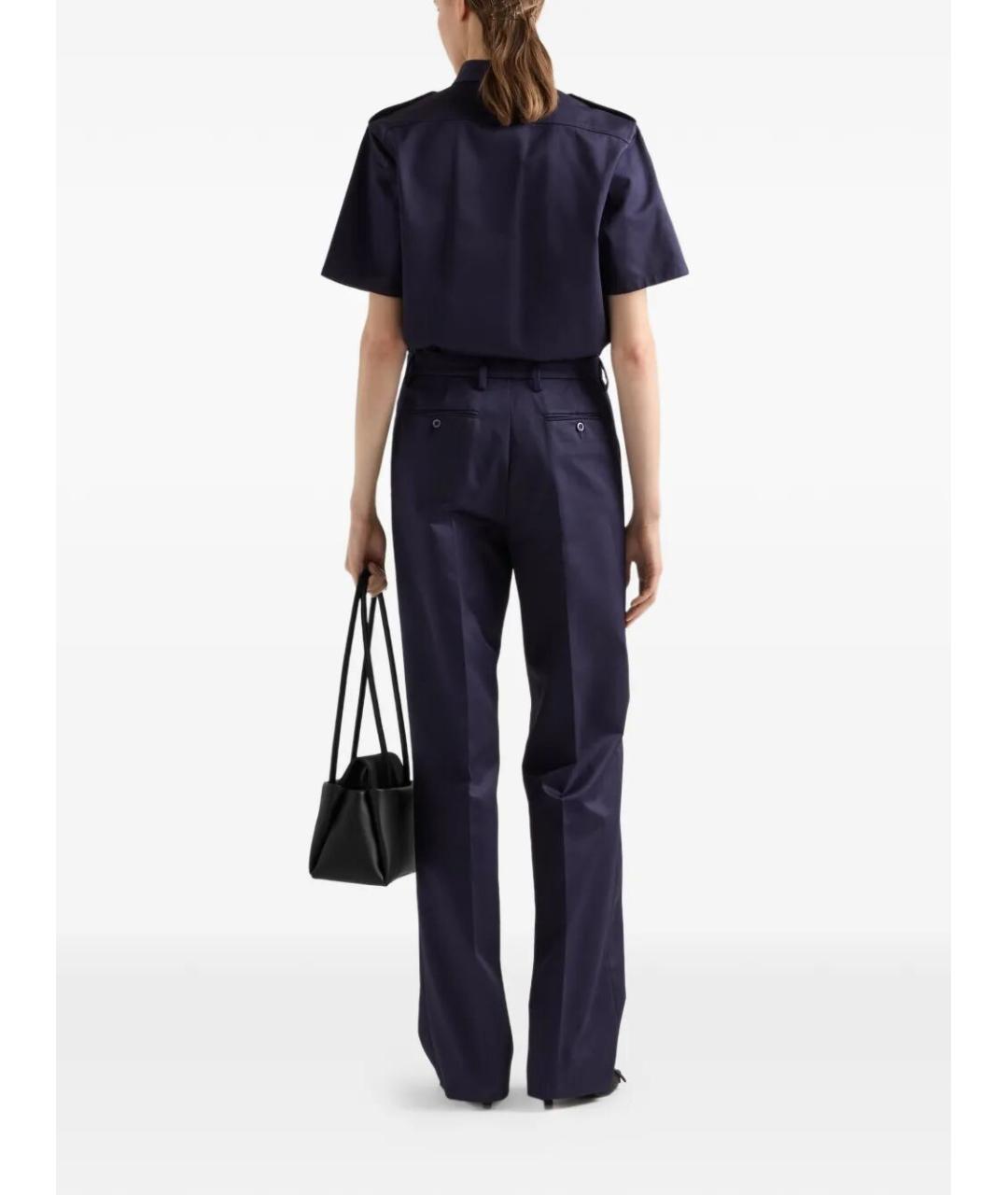 PRADA Темно-синие хлопковые брюки широкие, фото 5