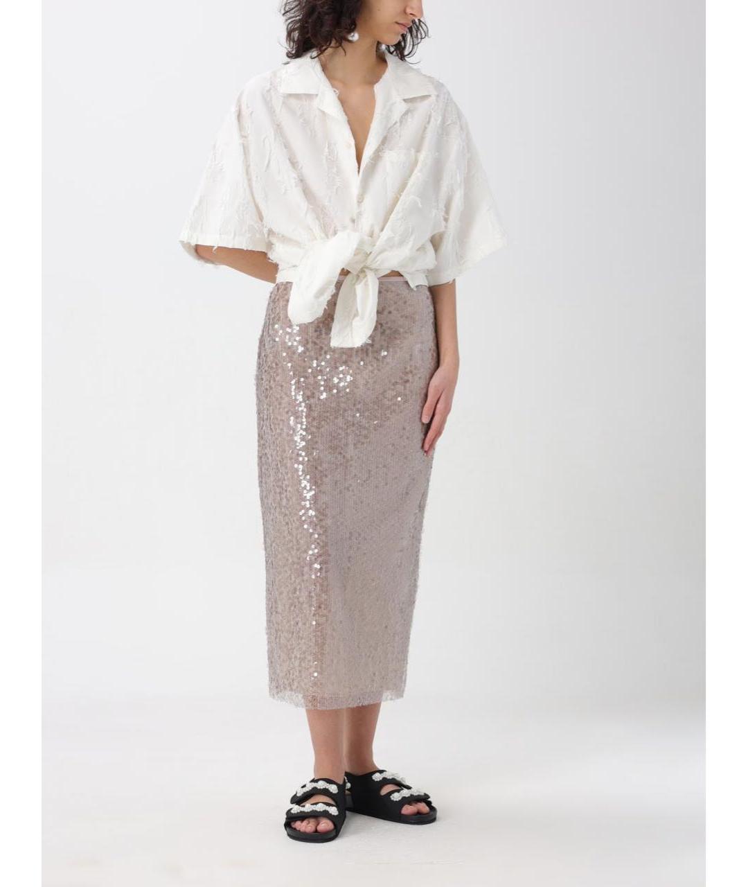 MSGM Бежевая юбка миди, фото 2