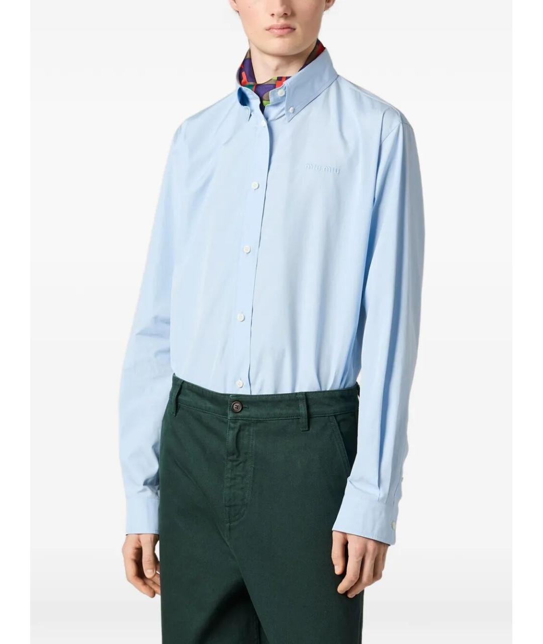 MIU MIU Голубая хлопковая рубашка, фото 2